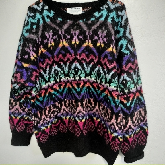Inti Rupay Sweaters - INTI RUPAY Women's Multicolor Handknitted 100% Baby Alpaca Wool Sweater size L